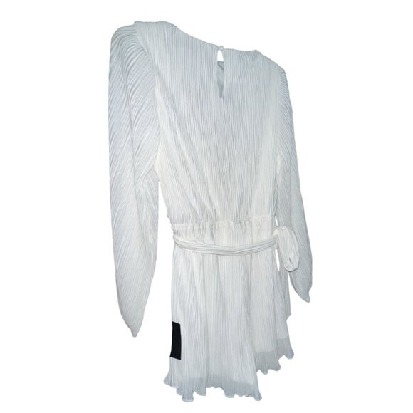 Lulus Plissed to Be Here White Plisse Balloon Sleeve Romper Sz Small White Long - Picture 14 of 16
